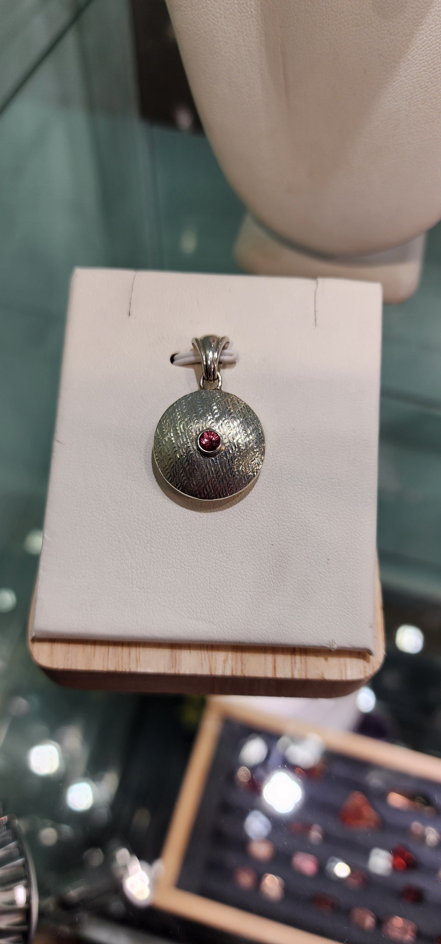 Domed Round Guilloche Pendant