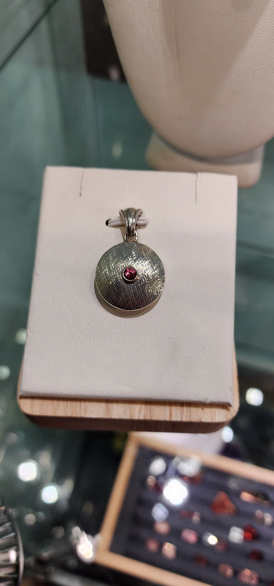 Domed Round Guilloche Pendant
