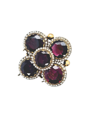 Garnet Flower Brooch, Estate Sale