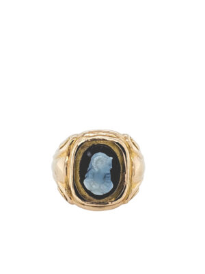 Onyx Chalcedony Cameo Ring, Estate Sale