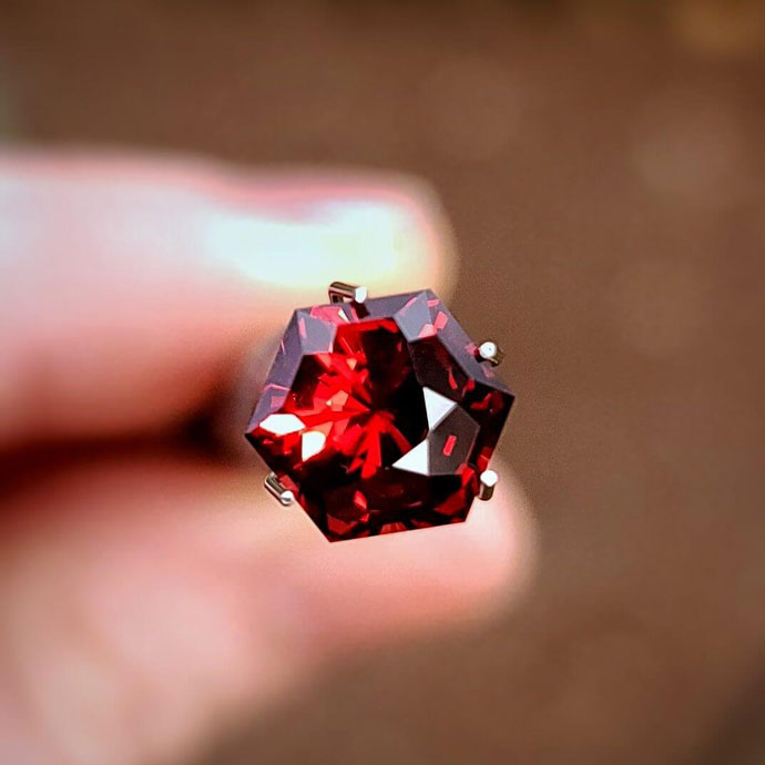 Custom Cut Hexagonal Malaya Garnet by Steven Tyler The Designer