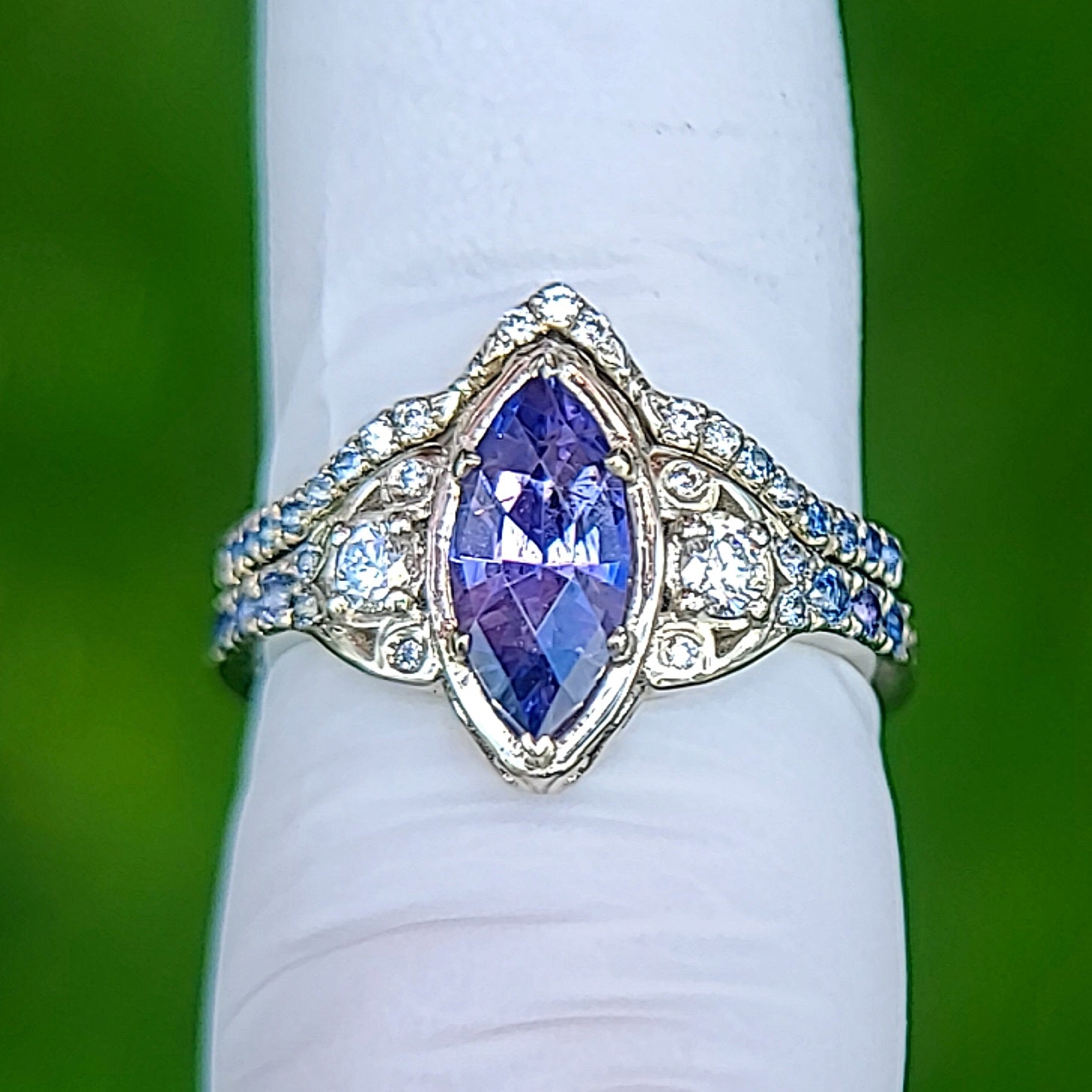 Sapphire and Diamond Wedding Set in 14kt White Gold
