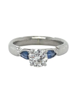 14kt White Gold Diamond Ring w/ Pear Accents, Estate Sale