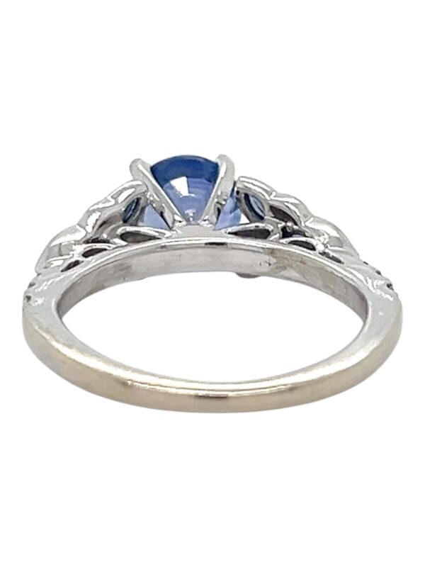 Light Blue Round Sapphire Marquise Melee Ring, Estate Sale - Image 3