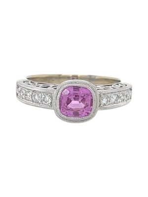 18kt White Gold Pink Sapphire Ring, Estate Sale