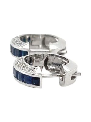 Sapphire and Diamond Hoop Earrings, Estate Sale