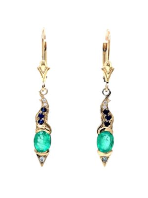 Emerald Sapphire and Diamond Earrings