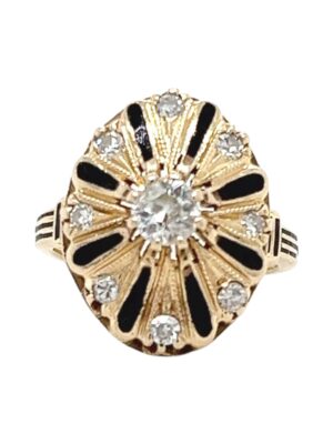 Gold, Enamel and Diamond Ring, Estate Sale