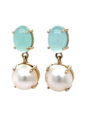 Chalcedony and Mabè Pearl Earrings