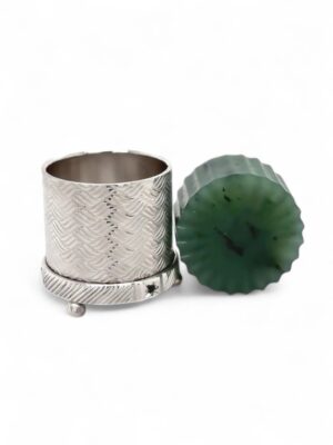 Nephrite Jade and Sterling Silver Pillbox