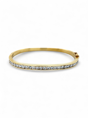 18kt Gold and Diamond Hinged Bangle, Estate Sale