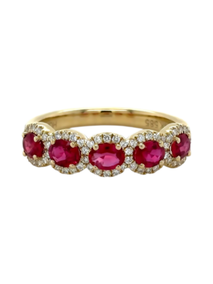 Ruby Diamond Halo Ring, Estate Sale