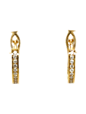 Yellow Gold Diamond Huggie Hoops, Estate Sale