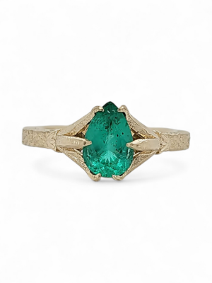 Yellow Gold & Pear Emerald Ring