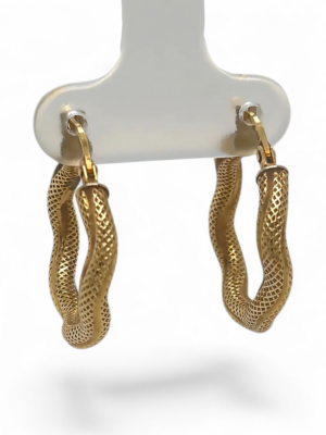 Yellow Gold Serpent Hoop Earrings, Estate Sale