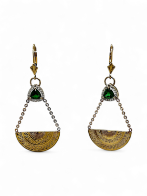 Tsavorite Garnet Guilloche Earrings