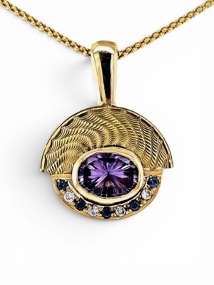 Guilloche Amethyst Pendant