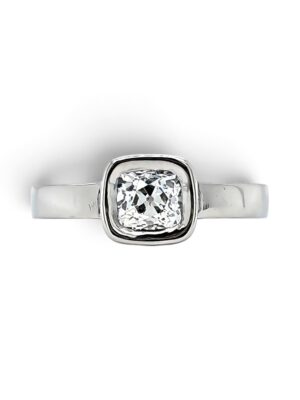 Mine Cut Platinum Diamond Ring